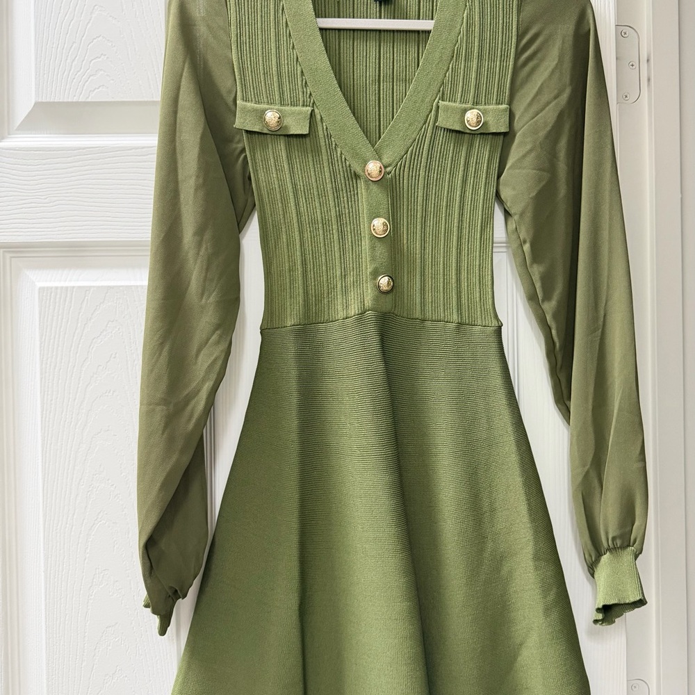 Karen Millen Olive Long Sleeve Dress